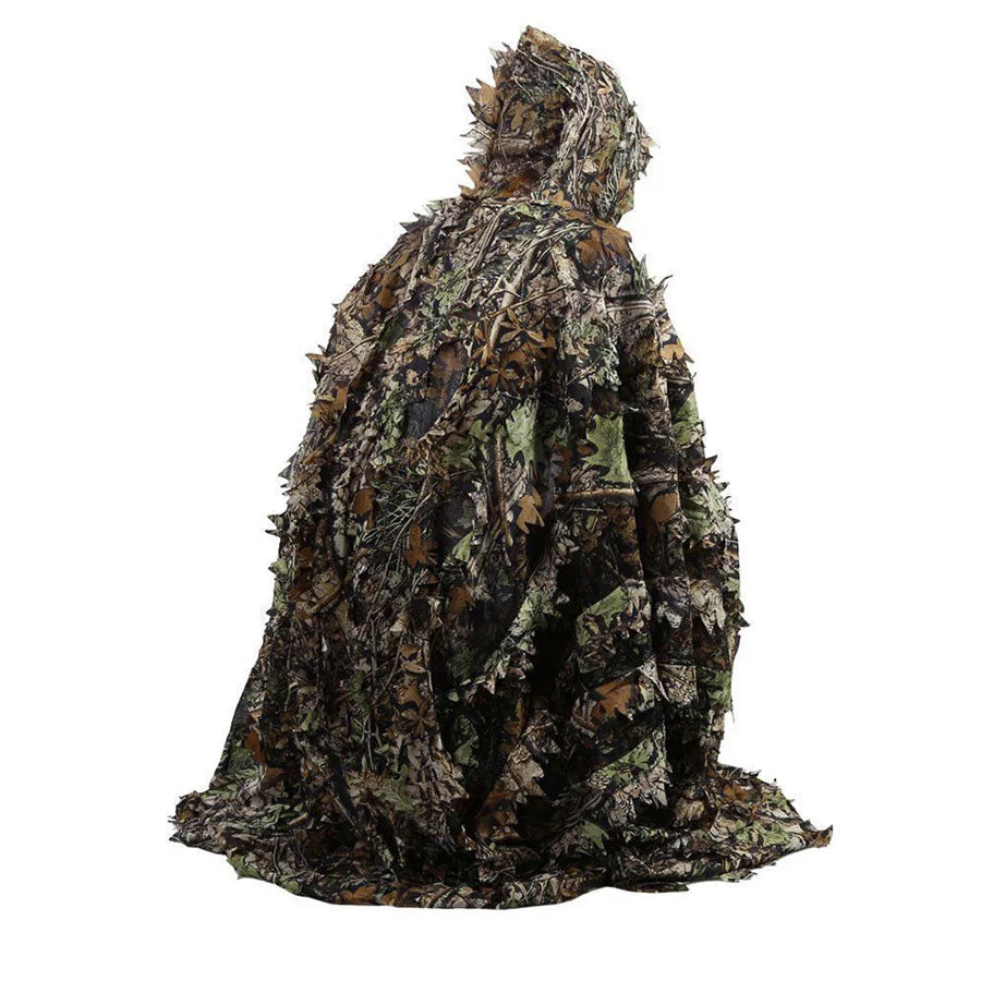 3D Leaves Camouflage Tactical Gear Woodland Poncho Cloak Ghillie Suits Outdoor Clothing for Hunting Shooting Wildlife Bird Watch