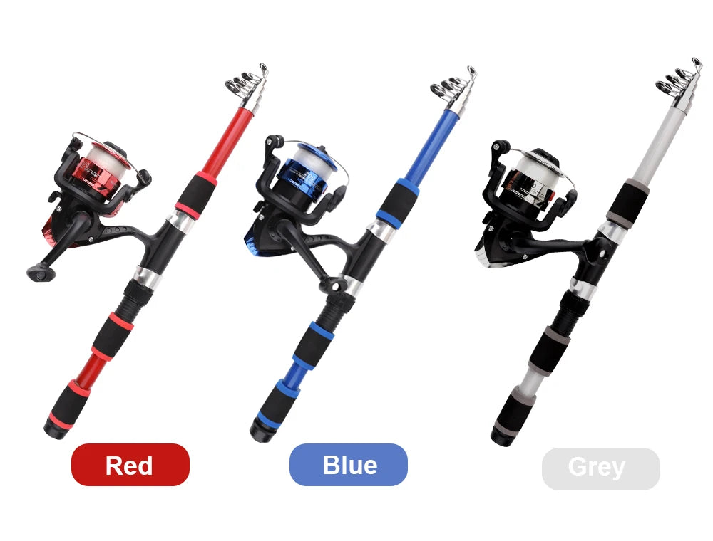 FTK 1.8M Portable Spinning Fishing Rod Reel Full Kits Carbon Fiber Carp Rod Wheel Travel Set Accessory
