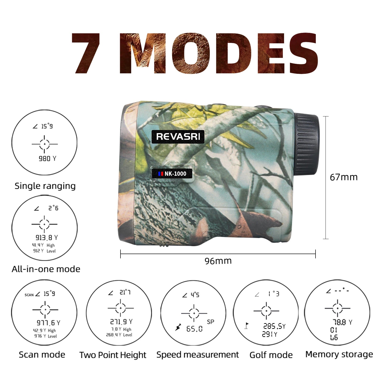 REVASRI Hunting Laser Rangefinder 1000 Yards with Rechargeable Battery Hunting Range Finder with Target Acquisition Technology