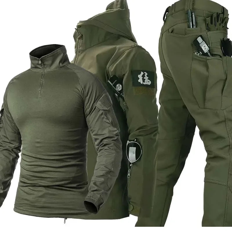 2/3PCS Combat Uniform Soft Fleece Tactical Suits Milit Camo Sets Hunting Shirts Cargo Pants Trainning Airsoft Paintball Clothes