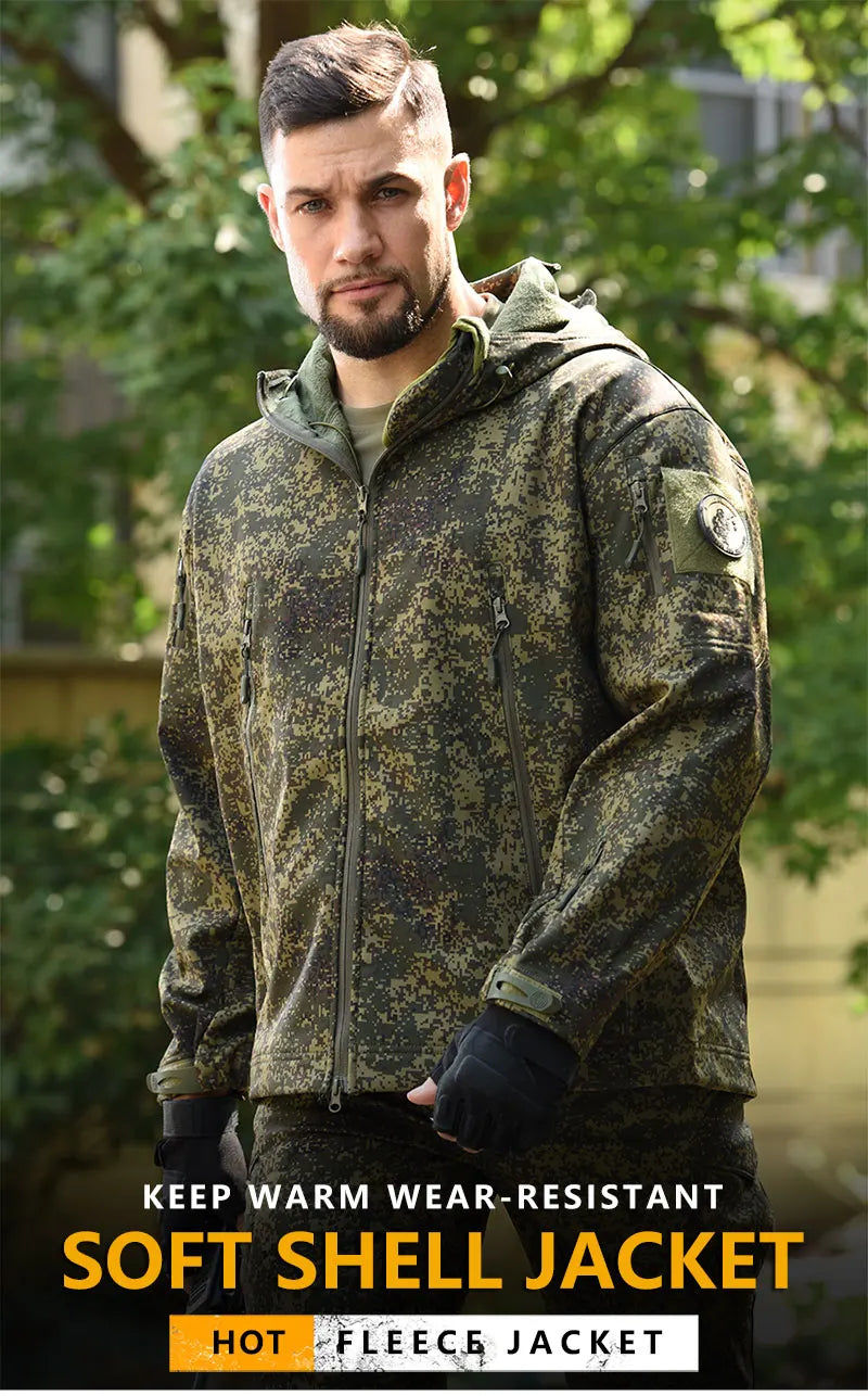 2/3PCS Combat Uniform Soft Fleece Tactical Suits Milit Camo Sets Hunting Shirts Cargo Pants Trainning Airsoft Paintball Clothes