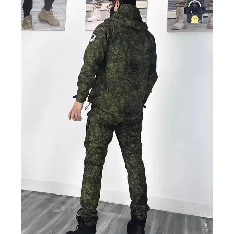 2/3PCS Combat Uniform Soft Fleece Tactical Suits Milit Camo Sets Hunting Shirts Cargo Pants Trainning Airsoft Paintball Clothes