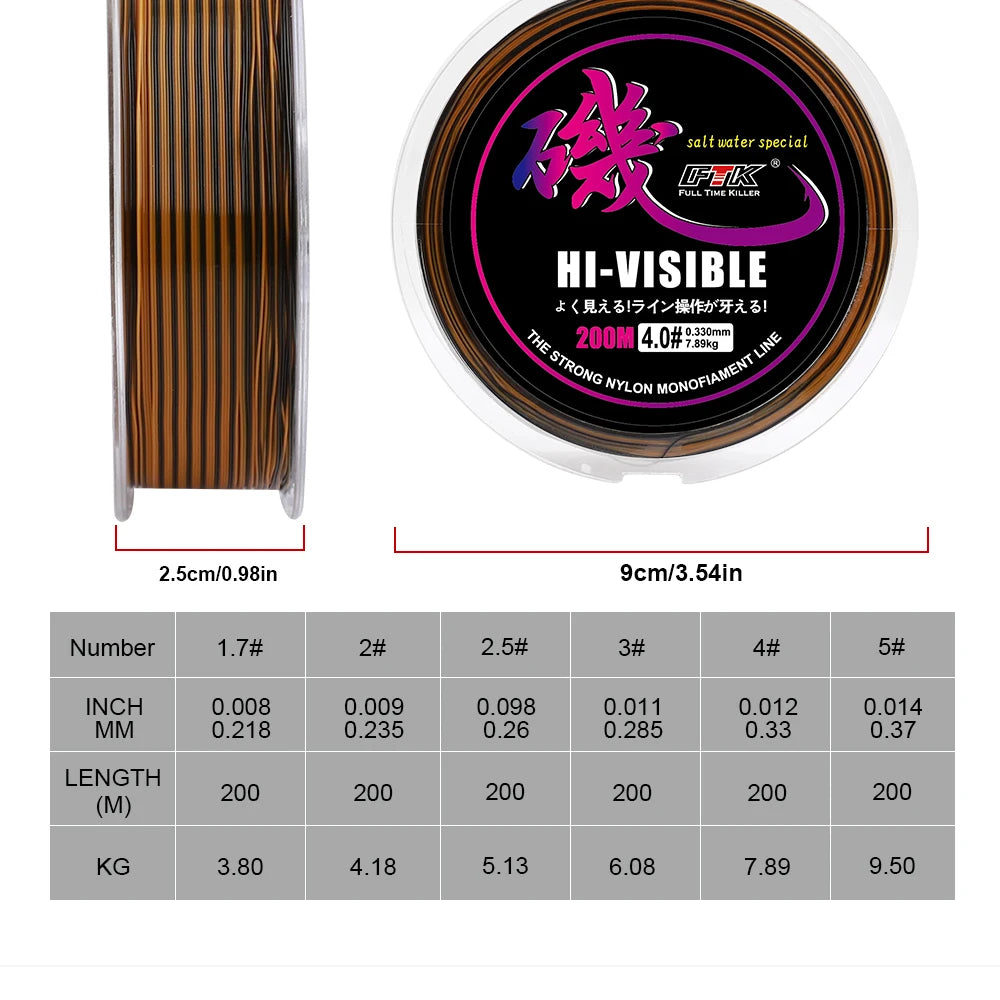 FTK 200M Rock Fishing Line Semi Floating Boat For Sea Saltwater Fishing Super Wear-resistant And Strong Fishing Equipment