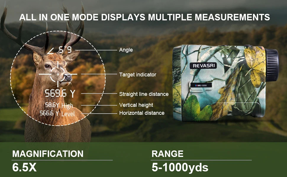 REVASRI Hunting Laser Rangefinder 1000 Yards with Rechargeable Battery Hunting Range Finder with Target Acquisition Technology