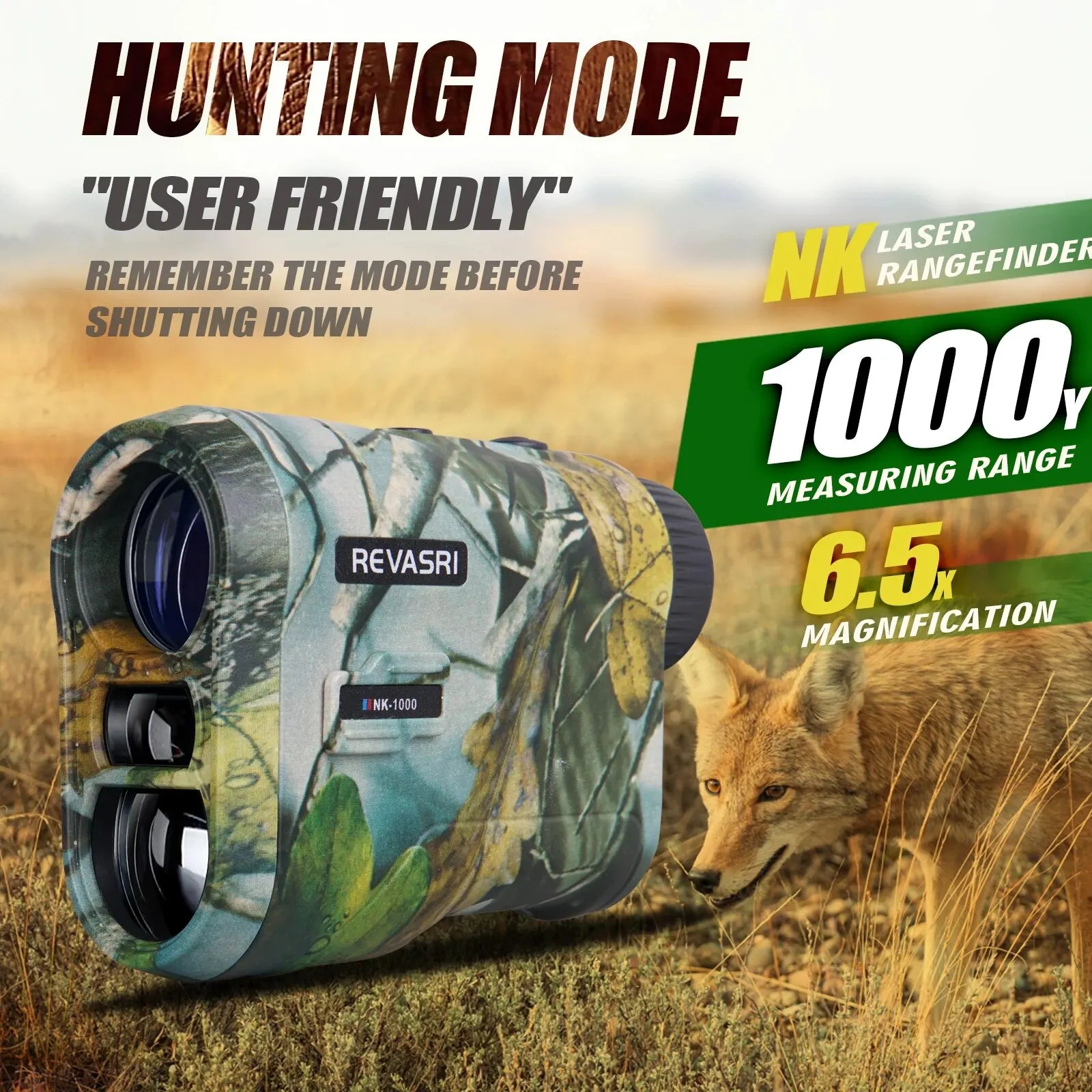 REVASRI Hunting Laser Rangefinder 1000 Yards with Rechargeable Battery Hunting Range Finder with Target Acquisition Technology