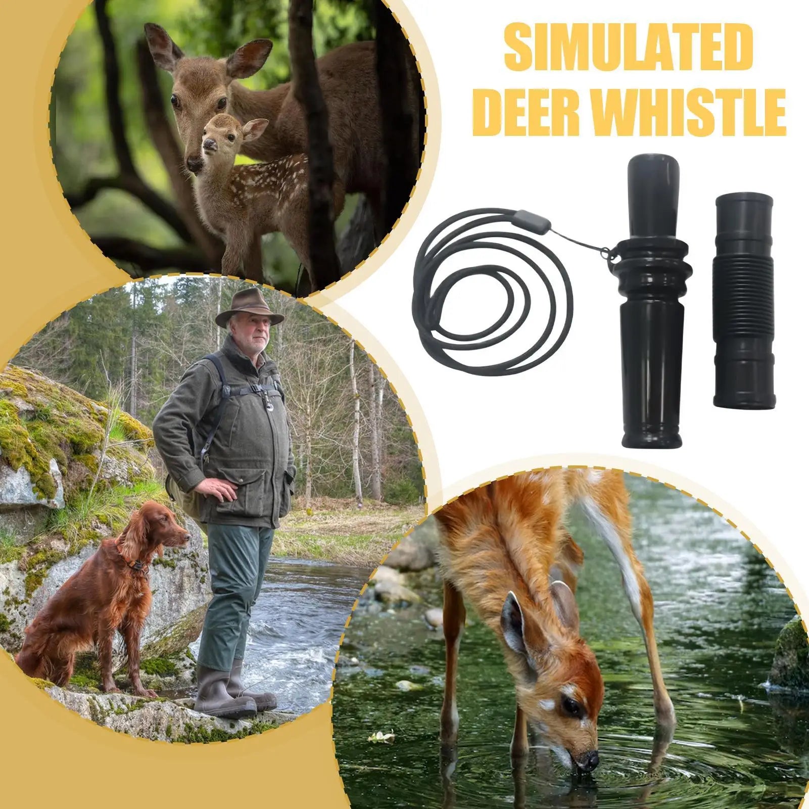 Hunting Deer Call with Lanyard Portable Outdoor Hunting Doe Fawn Call Realistic Vocalizations Hunters Lures for Mountain Terrain