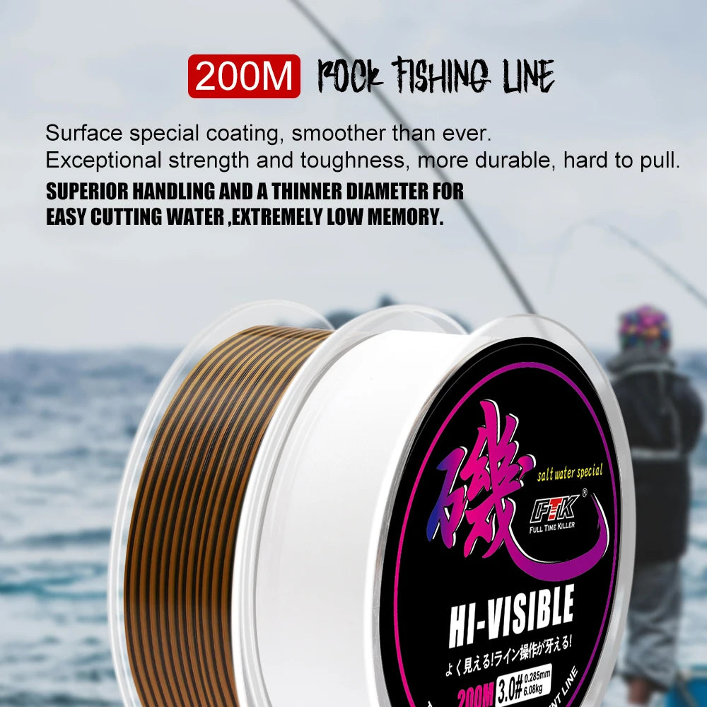 FTK 200M Rock Fishing Line Semi Floating Boat For Sea Saltwater Fishing Super Wear-resistant And Strong Fishing Equipment