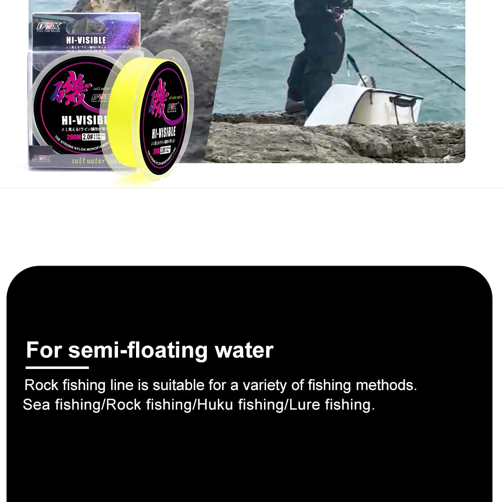 FTK 200M Rock Fishing Line Semi Floating Boat For Sea Saltwater Fishing Super Wear-resistant And Strong Fishing Equipment