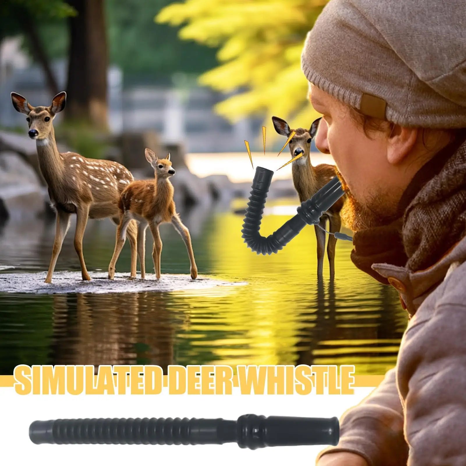 Hunting Deer Call with Lanyard Portable Outdoor Hunting Doe Fawn Call Realistic Vocalizations Hunters Lures for Mountain Terrain