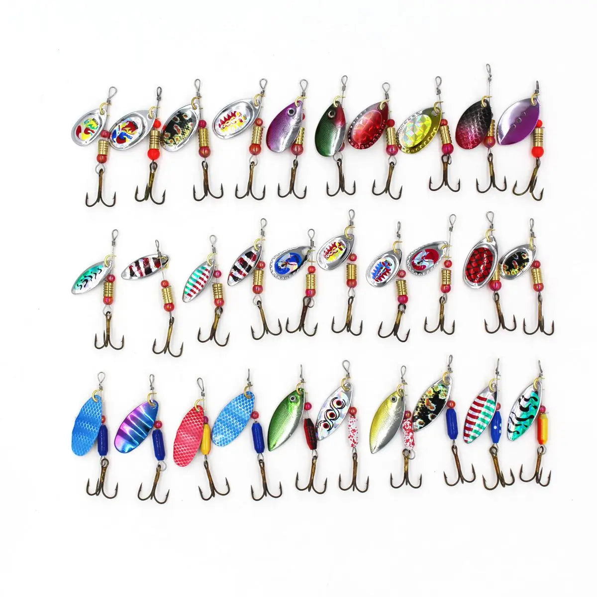 30pcs/Lot Spinners Fishing Lure Kit Metal Sequin Spoon Hard Bait Fishing Wobblers Set Fishing Tackle Isca Atificial Lure Pesca