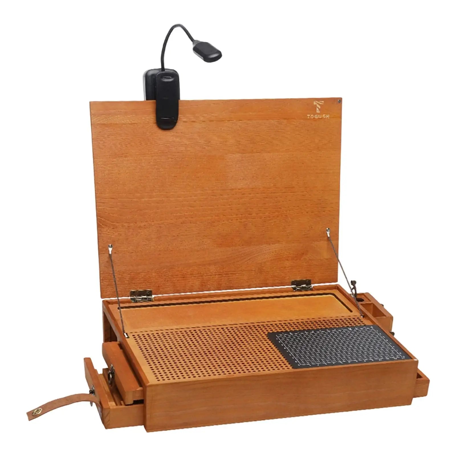 Hobby Work Table for Model Building, Portable Organizer w/ Cutting Mat, Workbench with Light for Polishing,Coloring,Model Making