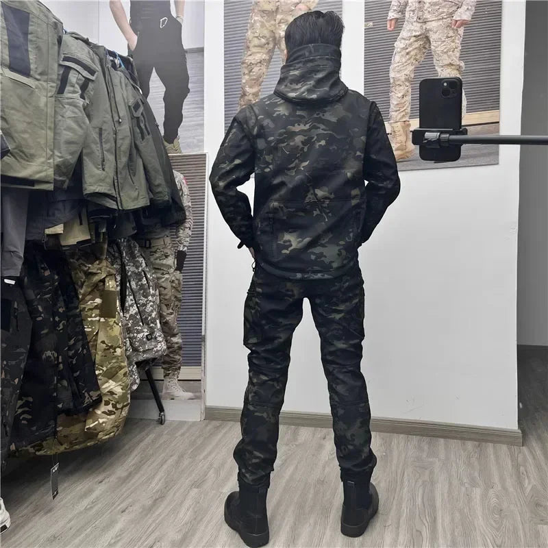 2/3PCS Combat Uniform Soft Fleece Tactical Suits Milit Camo Sets Hunting Shirts Cargo Pants Trainning Airsoft Paintball Clothes