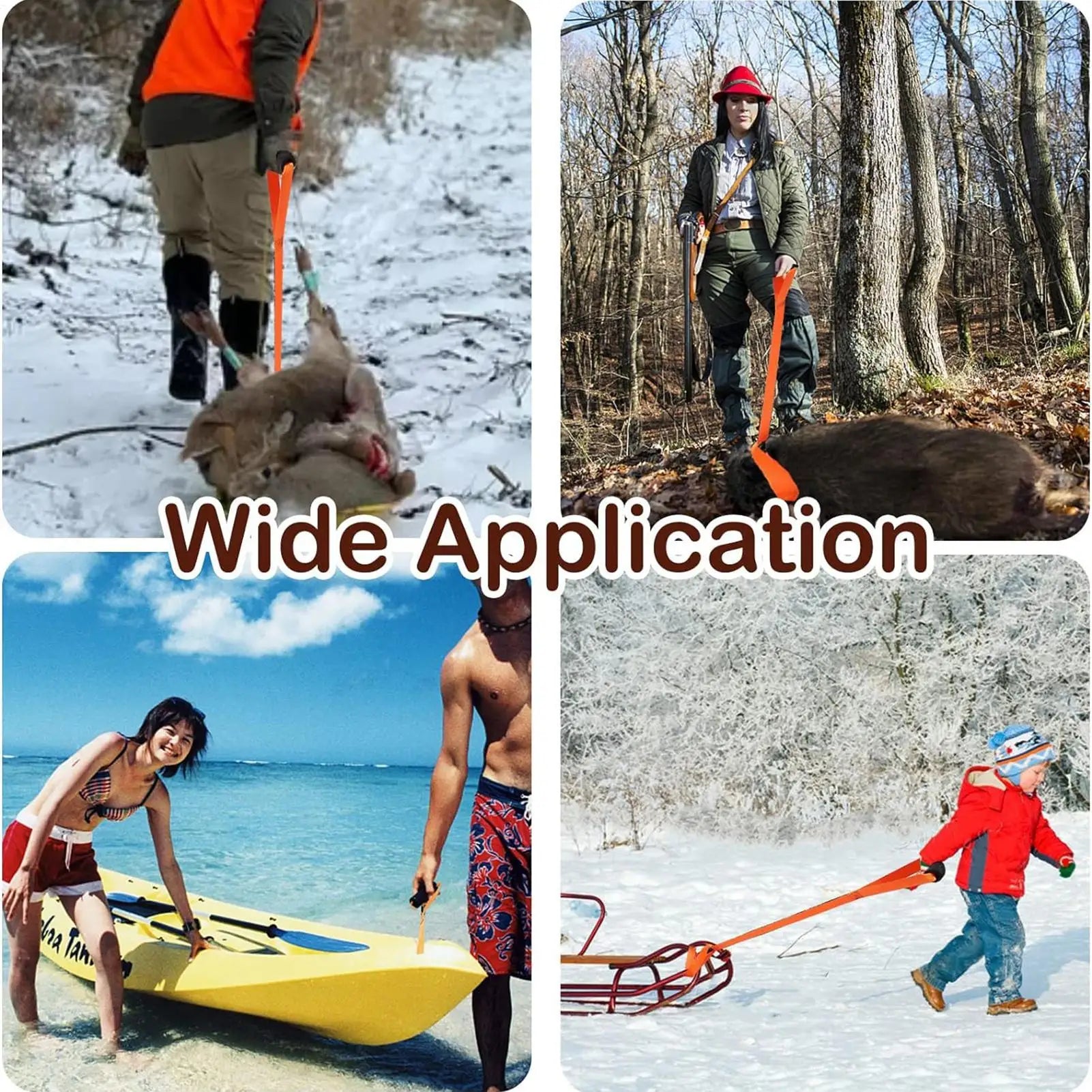 Deer Drag Rope Multi-Purpose Deer Hunting Gear Folding Pulling Strap Dragging Pull Belt for Luggage Wild Boar Trees Goat