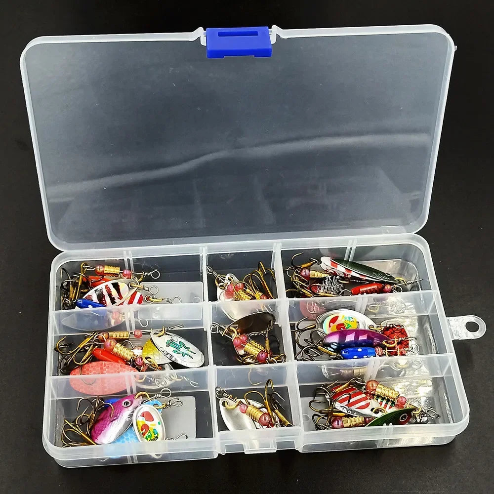30pcs/Lot Spinners Fishing Lure Kit Metal Sequin Spoon Hard Bait Fishing Wobblers Set Fishing Tackle Isca Atificial Lure Pesca
