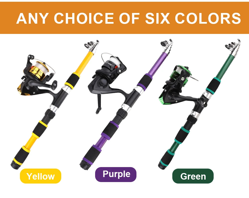 FTK 1.8M Portable Spinning Fishing Rod Reel Full Kits Carbon Fiber Carp Rod Wheel Travel Set Accessory