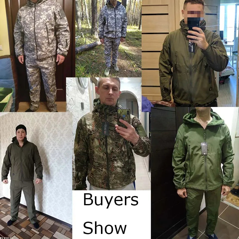 Men's Winter Clothing Soft Shell Windproof and Waterproof Mountaineering Skiing Hunting Fishing Warm Wool Velvet Tactical Set