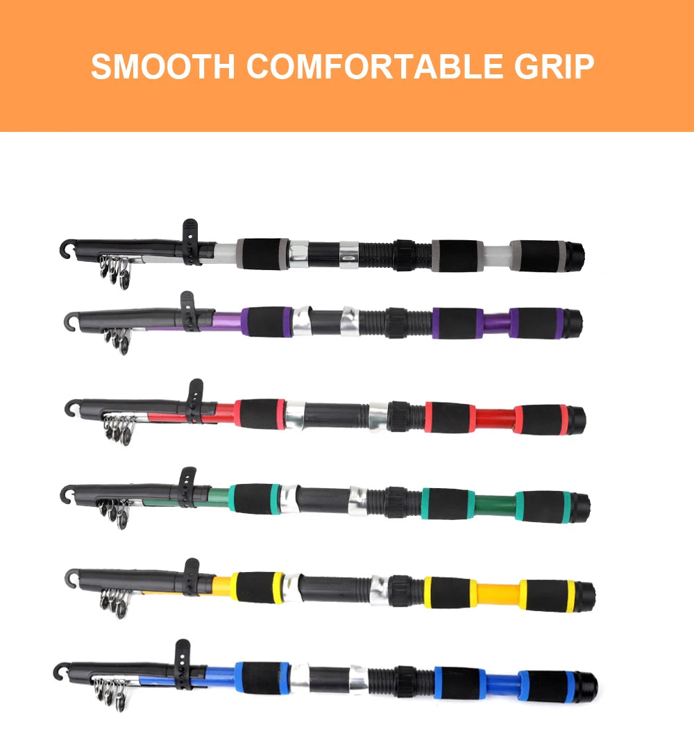 FTK 1.8M Portable Spinning Fishing Rod Reel Full Kits Carbon Fiber Carp Rod Wheel Travel Set Accessory