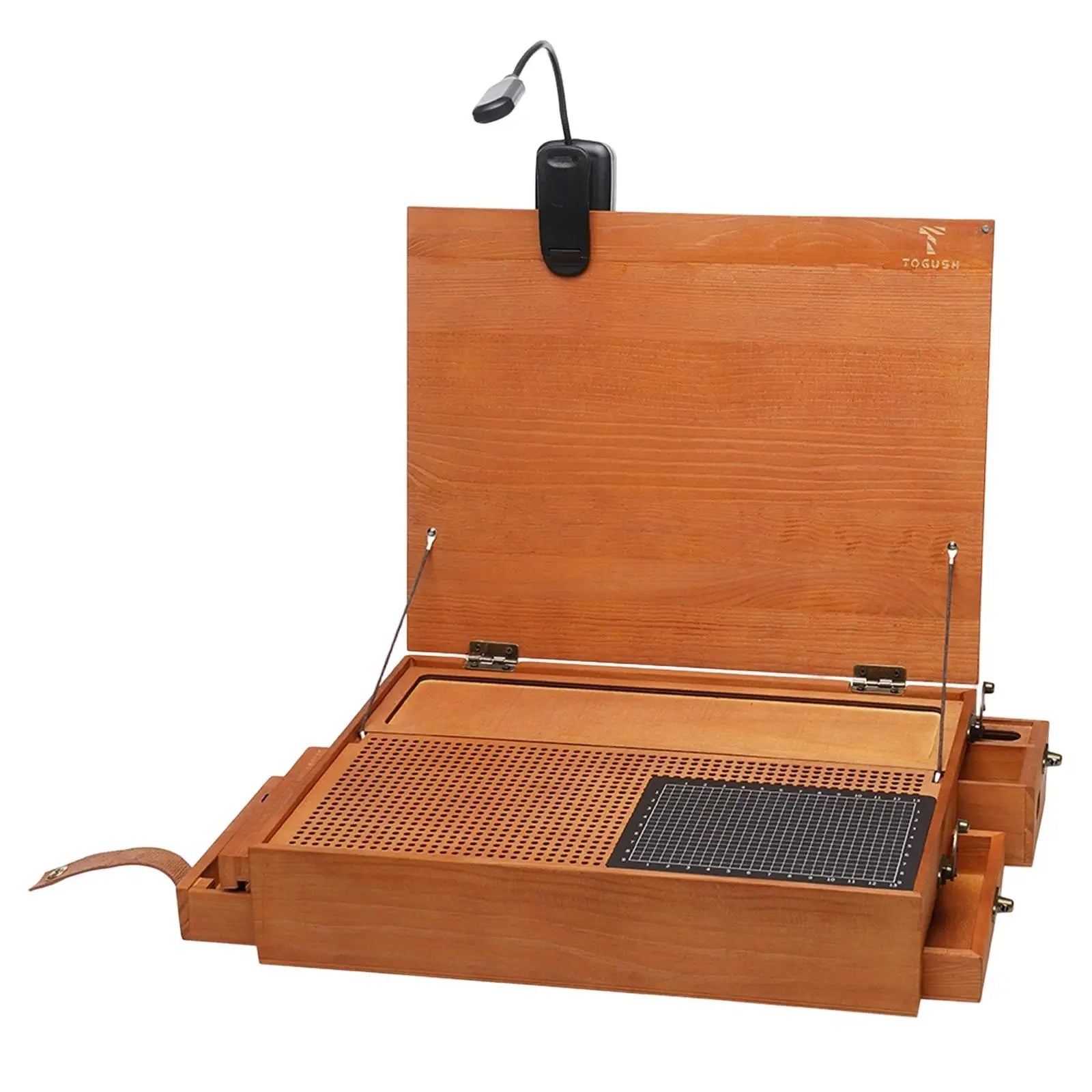 Hobby Work Table for Model Building, Portable Organizer w/ Cutting Mat, Workbench with Light for Polishing,Coloring,Model Making