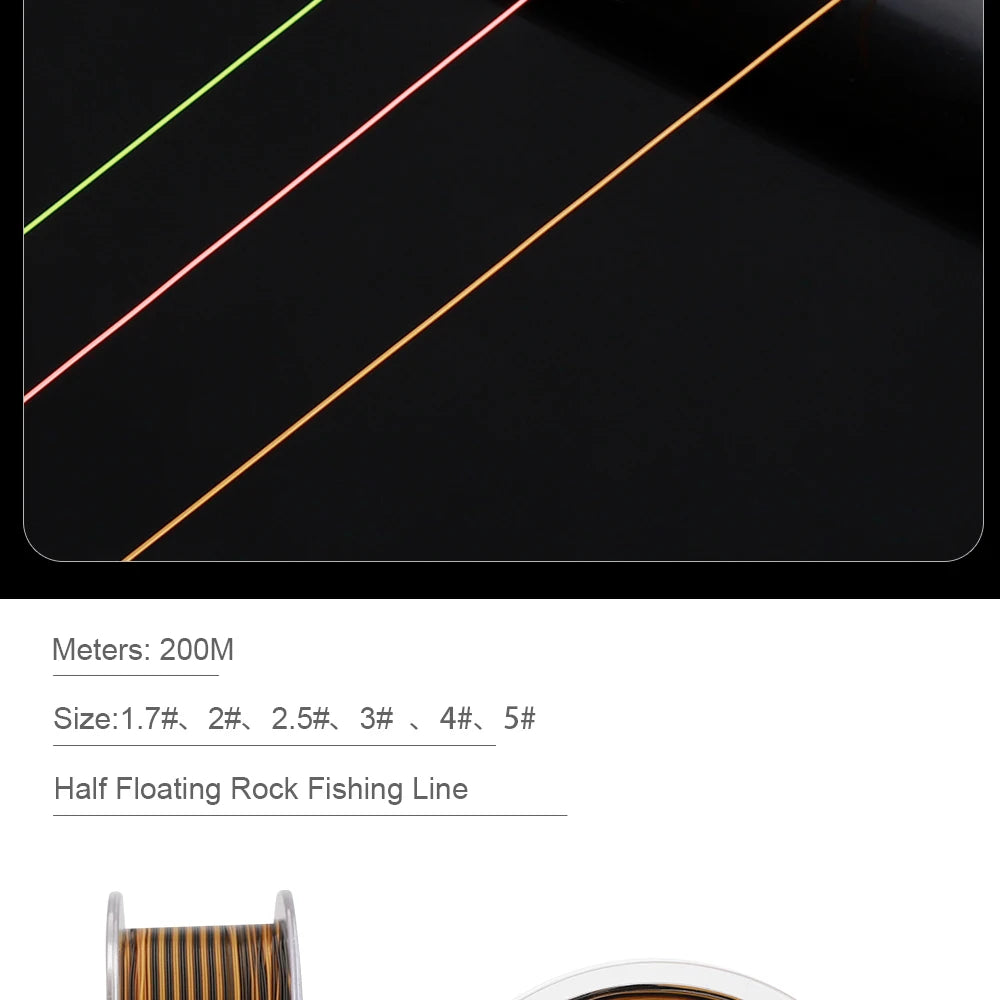 FTK 200M Rock Fishing Line Semi Floating Boat For Sea Saltwater Fishing Super Wear-resistant And Strong Fishing Equipment