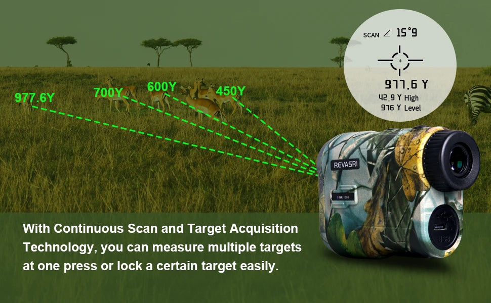 REVASRI Hunting Laser Rangefinder 1000 Yards with Rechargeable Battery Hunting Range Finder with Target Acquisition Technology