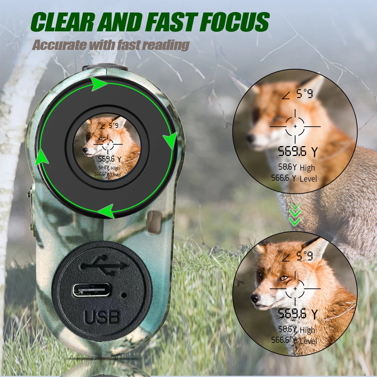 REVASRI Hunting Laser Rangefinder 1000 Yards with Rechargeable Battery Hunting Range Finder with Target Acquisition Technology