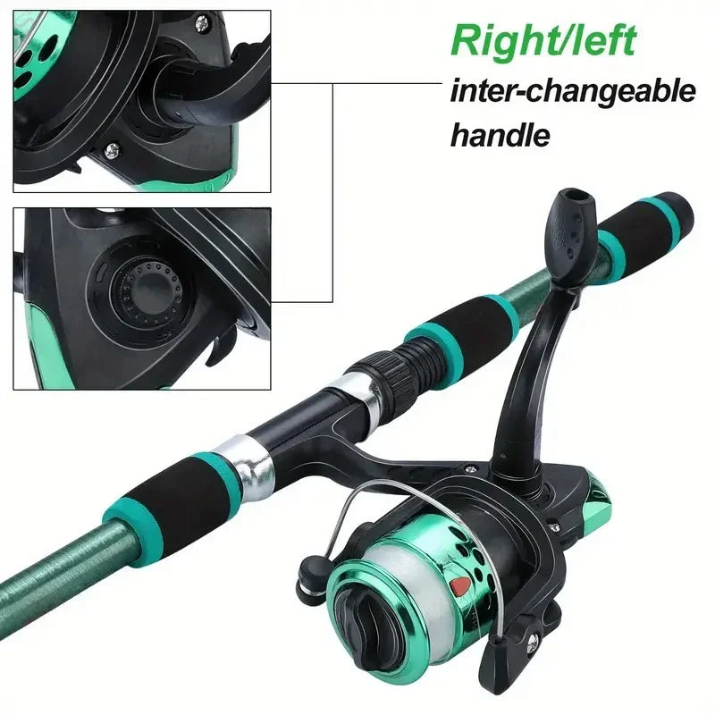 Fishing Pole Set Full Kits With Telescopic Fishing Rod And Spinning Reel Baits Hooks Travel Pole Set  Bait, hook, tackle set