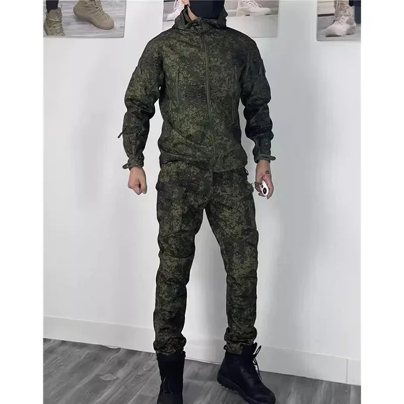 2/3PCS Combat Uniform Soft Fleece Tactical Suits Milit Camo Sets Hunting Shirts Cargo Pants Trainning Airsoft Paintball Clothes