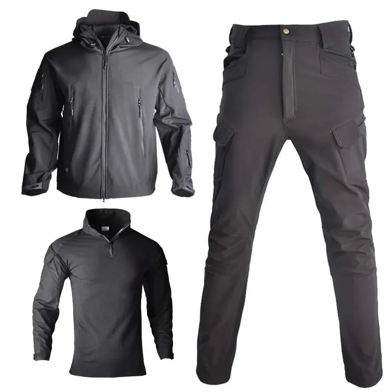 2/3PCS Combat Uniform Soft Fleece Tactical Suits Milit Camo Sets Hunting Shirts Cargo Pants Trainning Airsoft Paintball Clothes