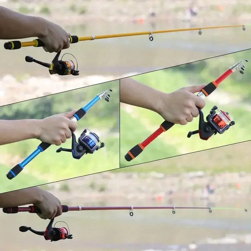 Fishing Pole Set Full Kits With Telescopic Fishing Rod And Spinning Reel Baits Hooks Travel Pole Set  Bait, hook, tackle set