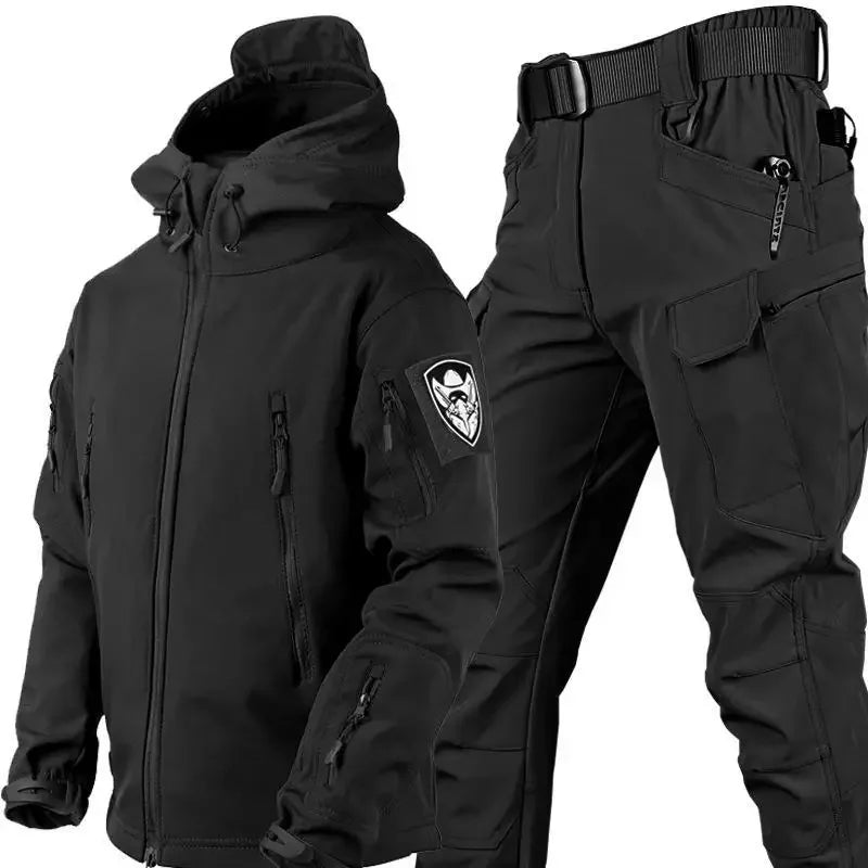 Men's Winter Clothing Soft Shell Windproof and Waterproof Mountaineering Skiing Hunting Fishing Warm Wool Velvet Tactical Set