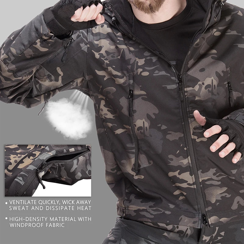 2/3PCS Combat Uniform Soft Fleece Tactical Suits Milit Camo Sets Hunting Shirts Cargo Pants Trainning Airsoft Paintball Clothes