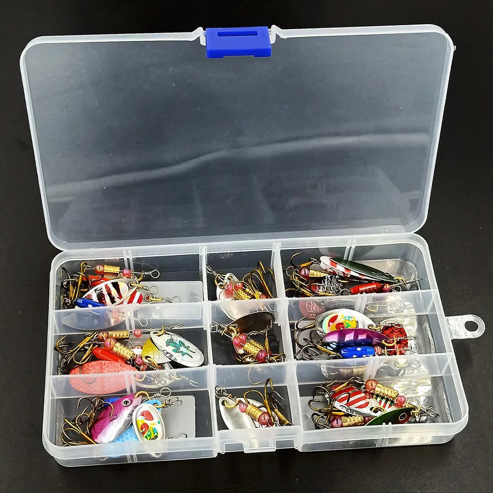 30pcs/Lot Spinners Fishing Lure Kit Metal Sequin Spoon Hard Bait Fishing Wobblers Set Fishing Tackle Isca Atificial Lure Pesca