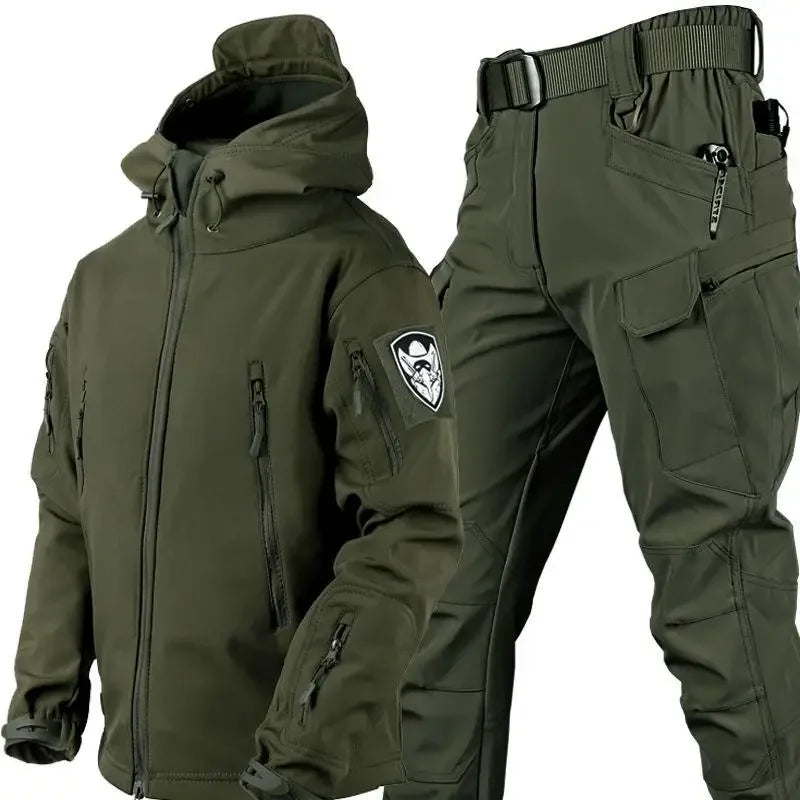 Men's Winter Clothing Soft Shell Windproof and Waterproof Mountaineering Skiing Hunting Fishing Warm Wool Velvet Tactical Set