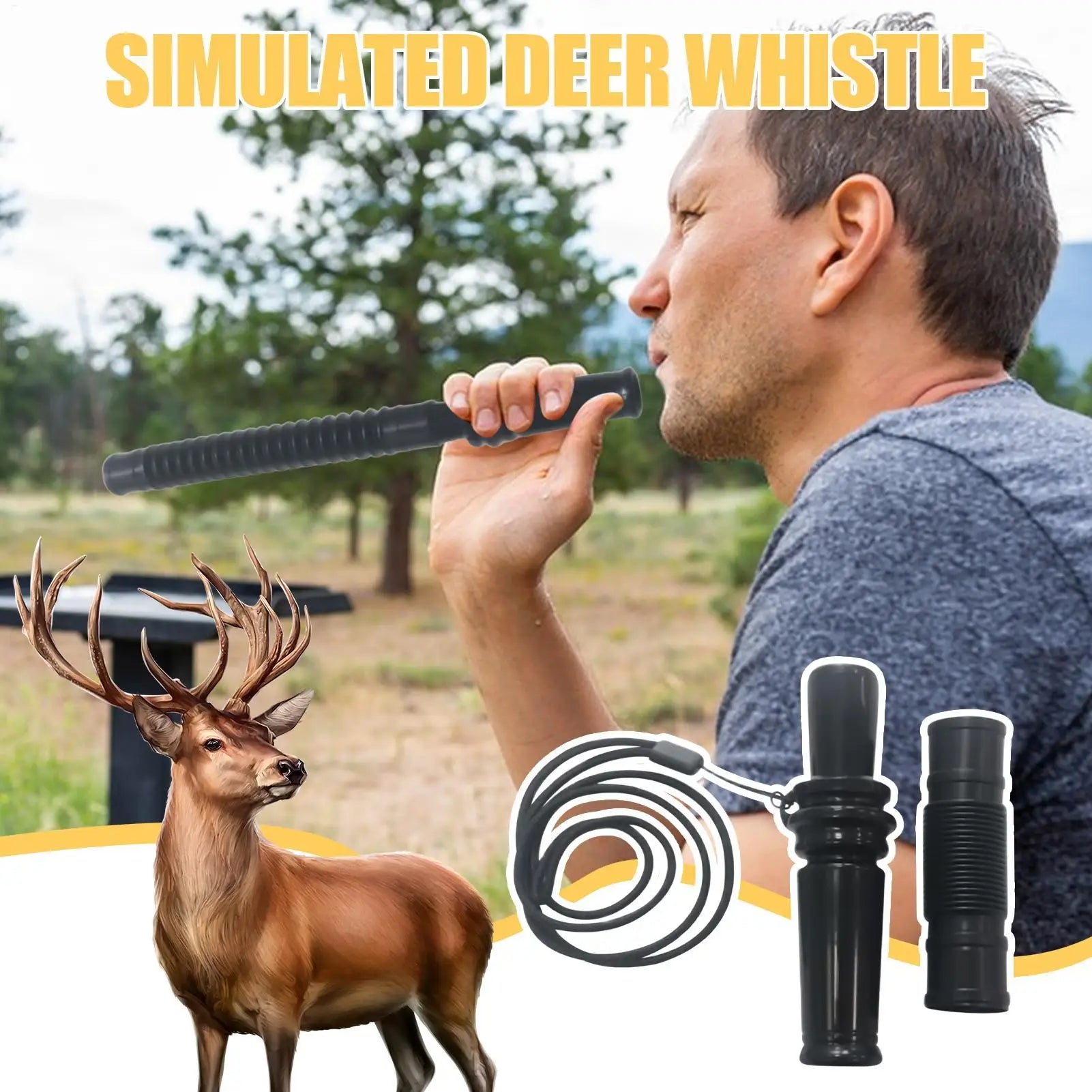 Hunting Deer Call with Lanyard Portable Outdoor Hunting Doe Fawn Call Realistic Vocalizations Hunters Lures for Mountain Terrain