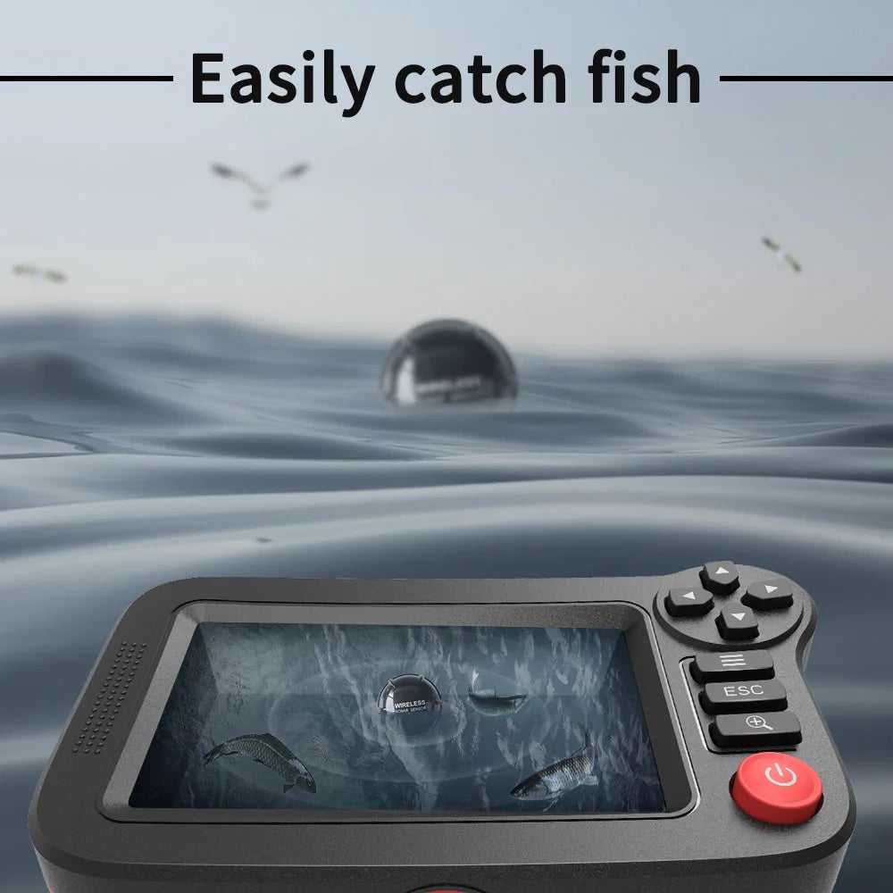 FindFish 200M Portable Fish Finder Transducer Sonar Sensor Water Depth Finder LCD Screen Echo Sounder Fishfinder with Fish