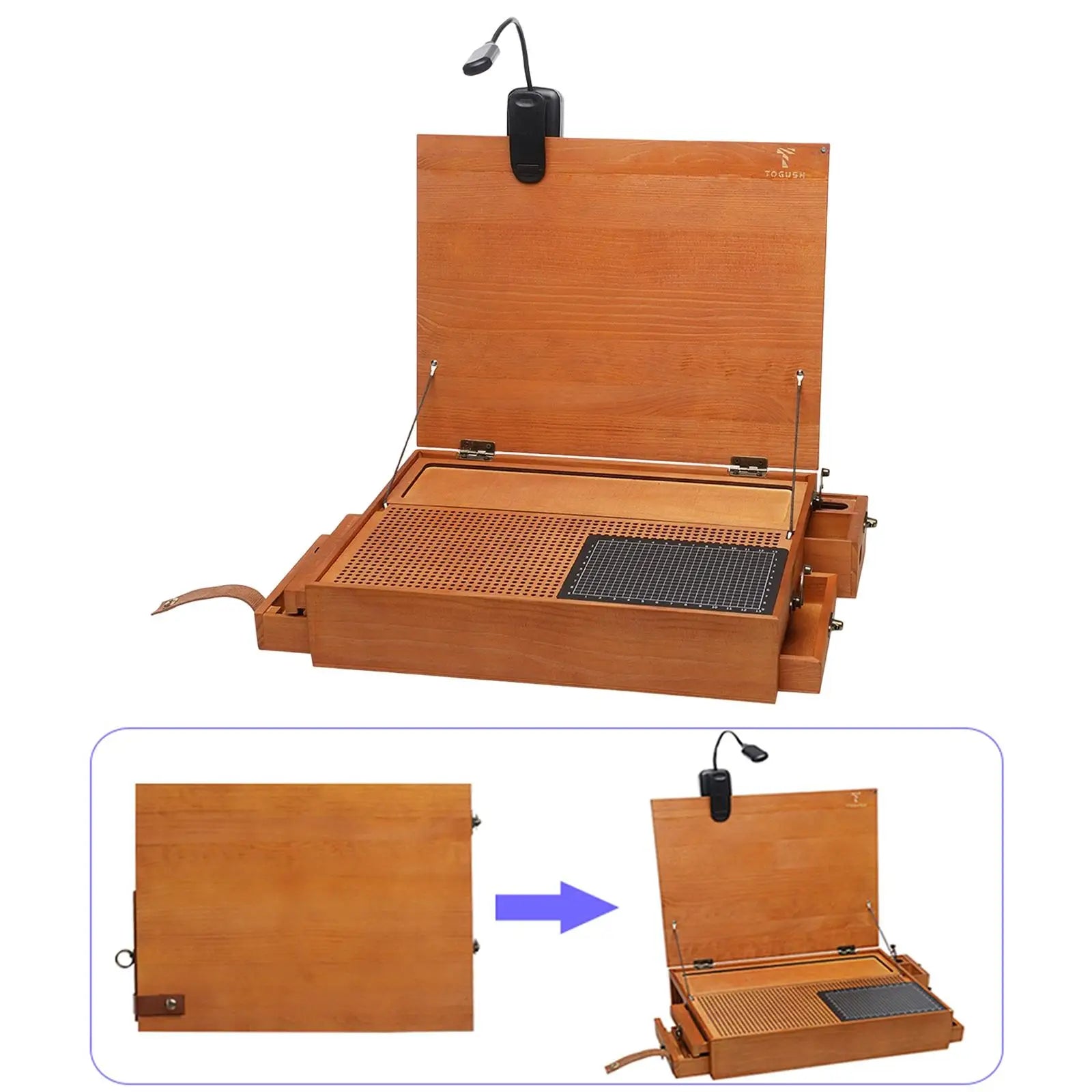 Hobby Work Table for Model Building, Portable Organizer w/ Cutting Mat, Workbench with Light for Polishing,Coloring,Model Making